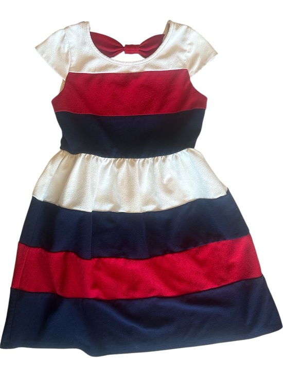 Zunie Other - Zunie Girls Dress Red White & Navy Striped Bow-Back Party Dress Size 10